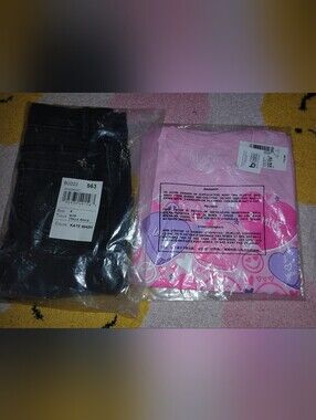 NWT Twins The Children's Place Black Skinny Jeans - Kate Wash & Pink Shirt.